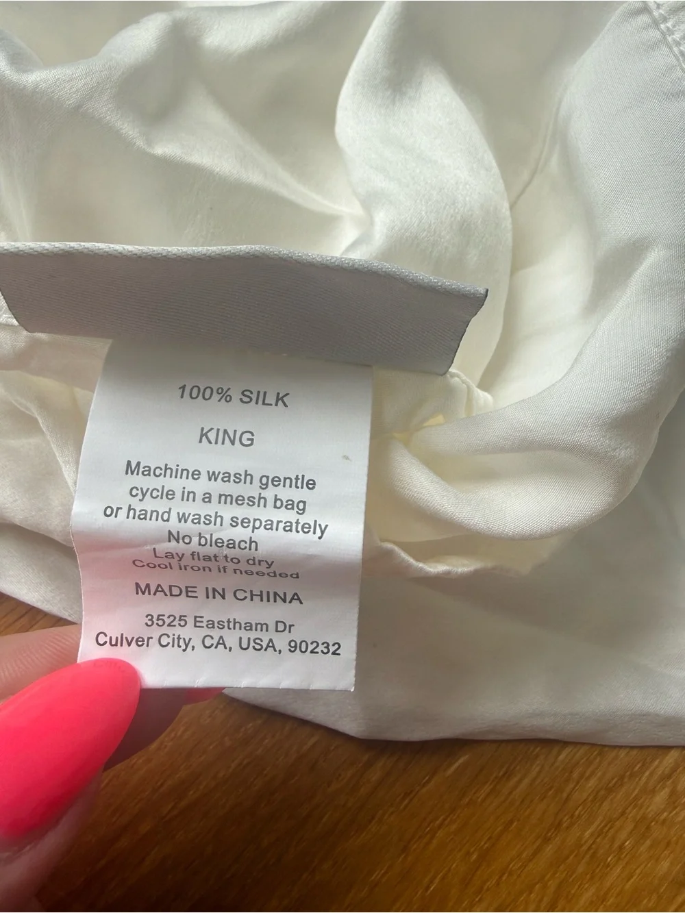 Parachute White Silk Pillowcase - King